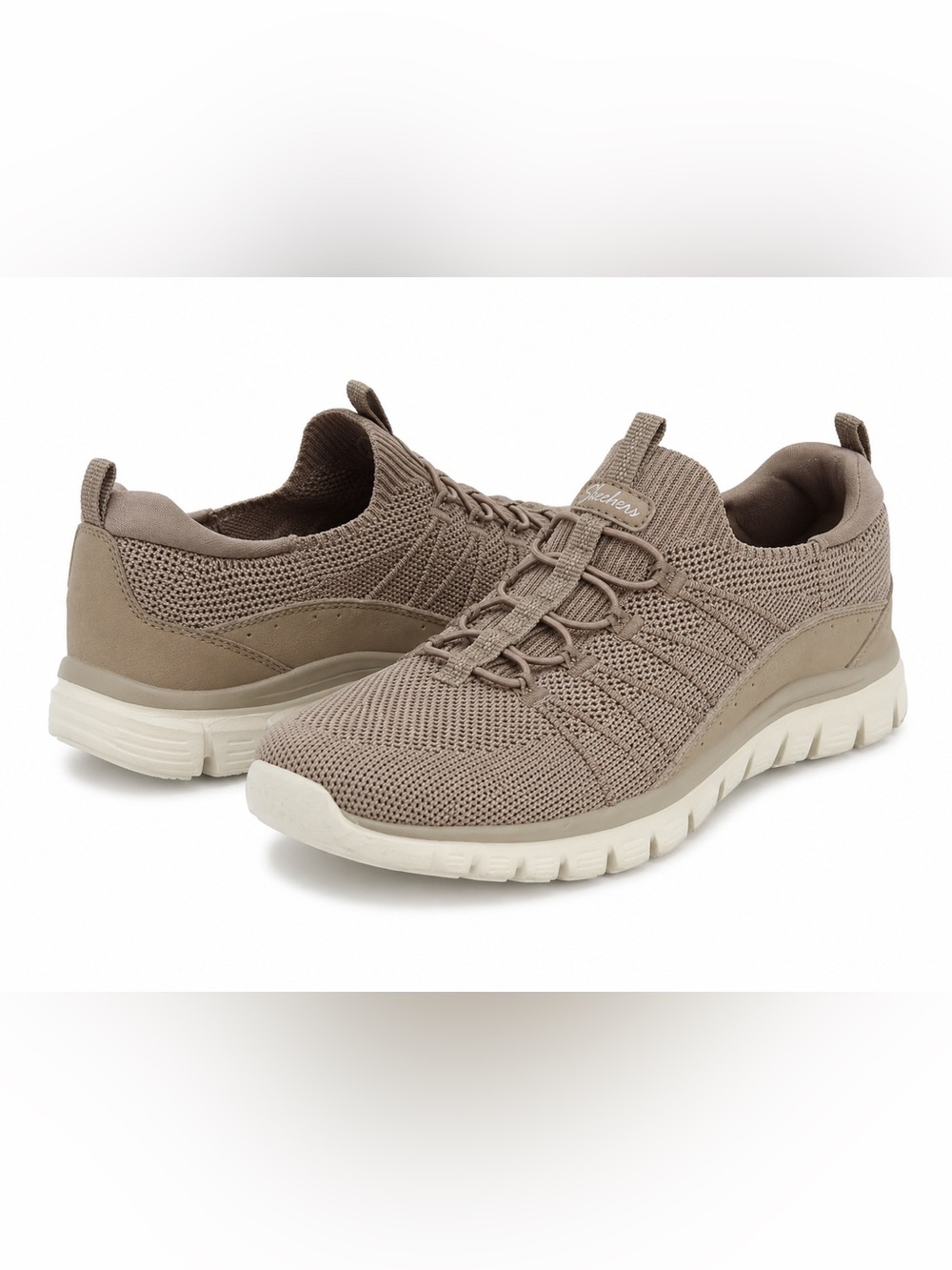 Skechers Women's Taupe Knit Lace-Style Slip-On Trainer